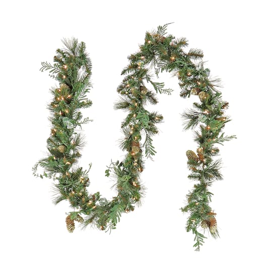 First Traditions™ Collection 9Ft Pre-Lit Artificial North Conway Garland W/ Glittery , Eucalyptus, 100 Clear Lights By National Tree Company , 9 ft